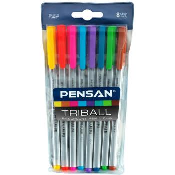Pensan Triball 1003 Tükenmez Kalem 1.0 mm 8 Adet - Karışık Renk